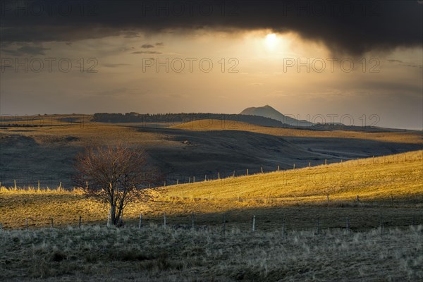 View on Puy de Dome volcano from Cezallier plateau