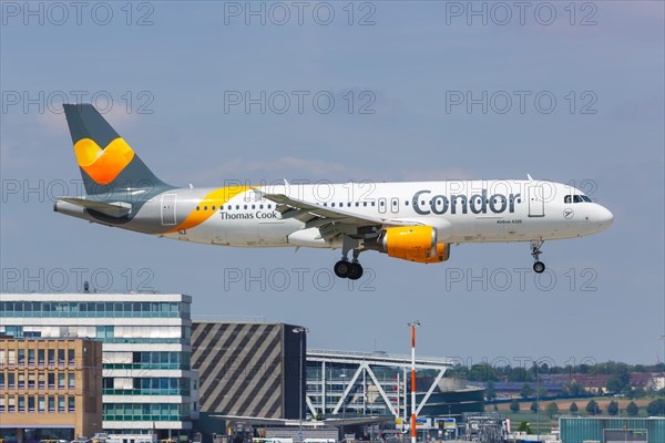 An Airbus A320 of Condor Thomas Cook Airlines Balearics with the registration number EC-NAC at Stuttgart Airport