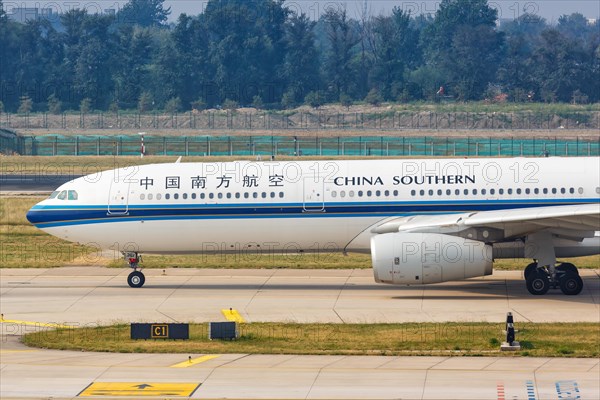 An Airbus A330-300 aircraft of China Southern Airlines with registration number B-8361 at Beijing Airport