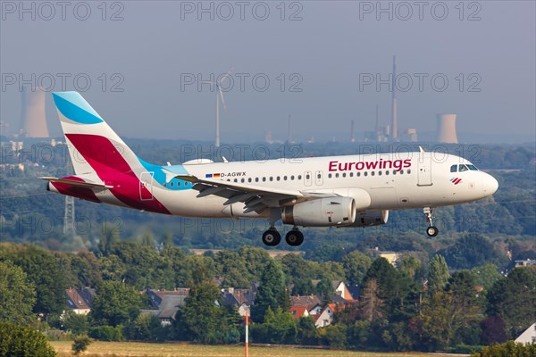 An Airbus A319 aircraft of Eurowings with the registration D-AGWX at Dortmund Airport