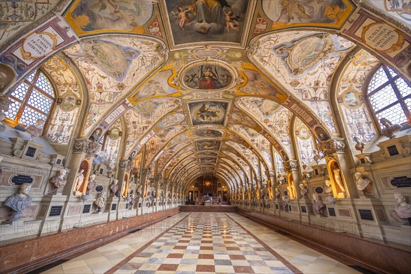 Statues in the Renaissance Antiquarium or Hall of Antiquities in the Munich Residence