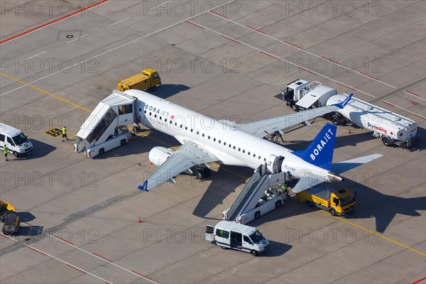 A Borajet Embraer ERJ190 with registration TC-YAH at Stuttgart Airport