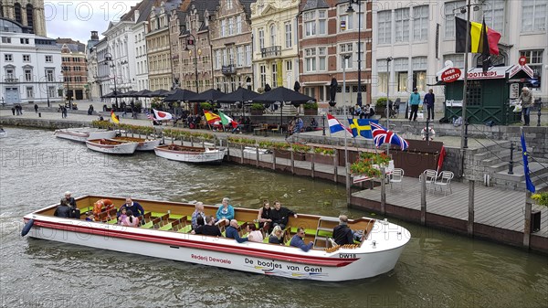 Tourist boat on the river Leie