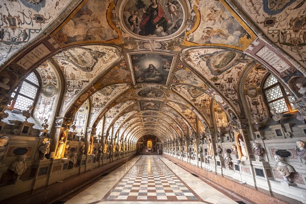 Statues in the Renaissance Antiquarium or Hall of Antiquities in the Munich Residence