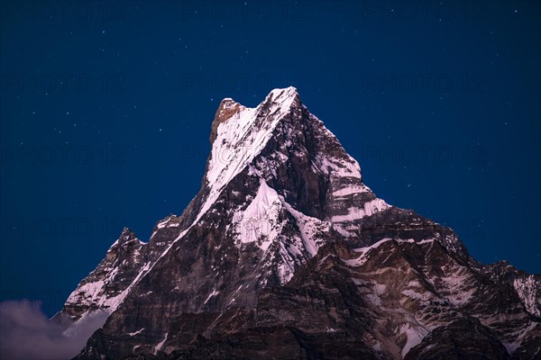 Machapuchare by night sky