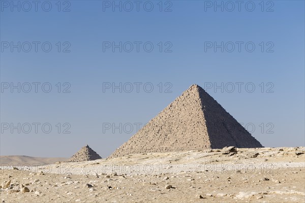 The pyramid of Menkaure next to the queen's pyramids