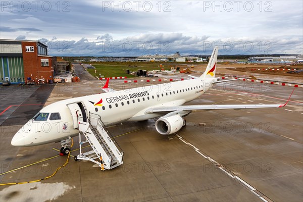 An Embraer 190 of German Airways with the registration number D-AJHW at Cologne Bonn Airport