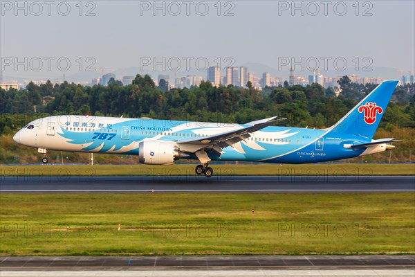 A Boeing 787-9 Dreamliner aircraft of China Southern Airlines with registration number B-1293 at Chengdu Airport