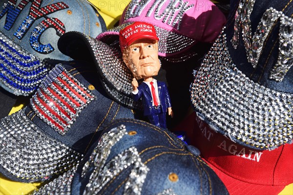 Donald Trump as joke figure with Make America great again Baseball Cap