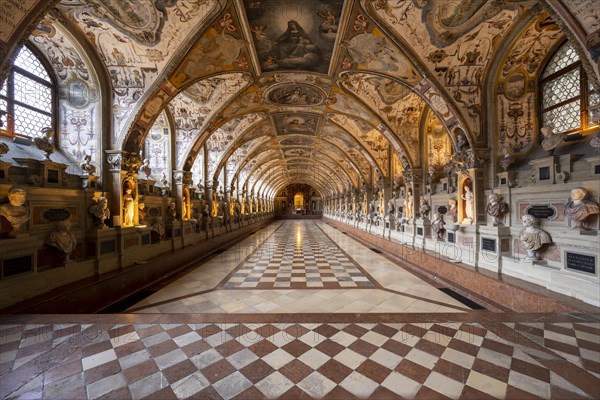 Statues in the Renaissance Antiquarium or Hall of Antiquities in the Munich Residence