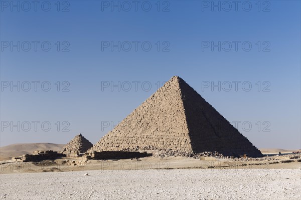 The pyramid of Menkaure next one of the three queen's pyramids