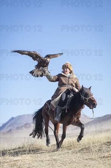 Spai Bashakan trains his female eagle