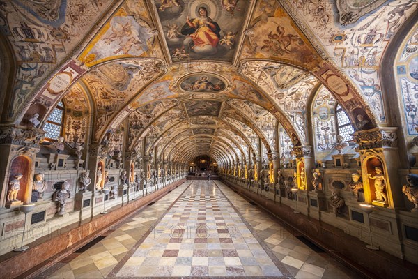 Statues in the Renaissance Antiquarium or Hall of Antiquities in the Munich Residence