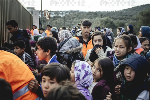 Distribution of milk powder and nappies for the refugees in Camp Moria