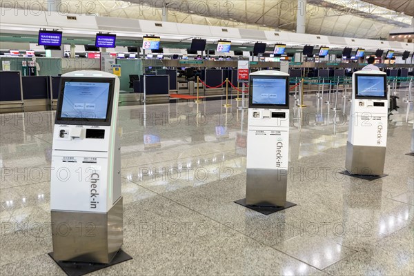 Check-in machines at Hong Kong Chek Lap Kok Airport