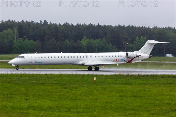 A Bombardier CRJ-1000 aircraft of Air Nostrum with registration mark EC-MNR at Gdansk Airport