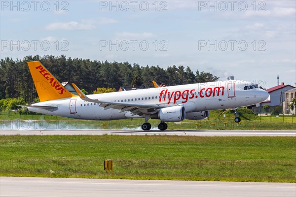 An Airbus A320 aircraft of Pegasus Airlines with the registration TC-DCL at Gdansk Airport