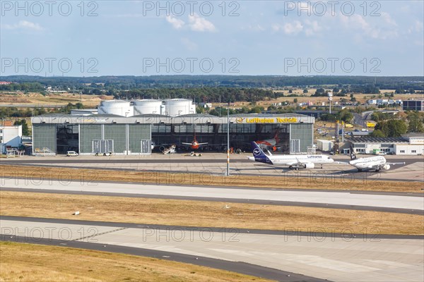 Lufthansa Technik Hangar Aircraft Berlin Brandenburg Airport BER Aerial photograph