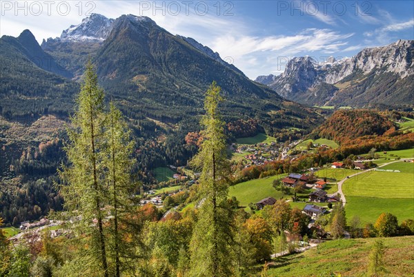 Village overview with Hochkalter and Reiteralpe