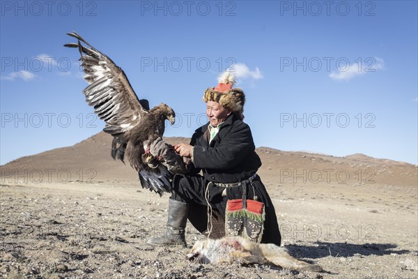 Spai Bashakan trains his female eagle