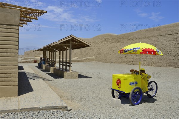 Mobile ice cream seller with parasol