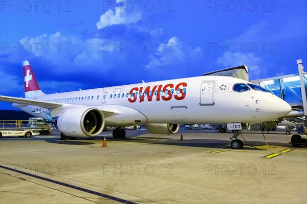 An Airbus A220-300 aircraft of Swiss with the registration HB-JCT at Zurich Airport