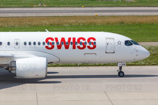 An Airbus A220-300 aircraft of Swiss with the registration HB-JCK at Zurich Airport