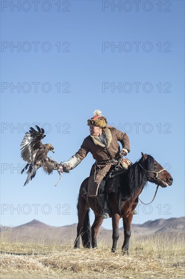 Spai Bashakan trains his female eagle