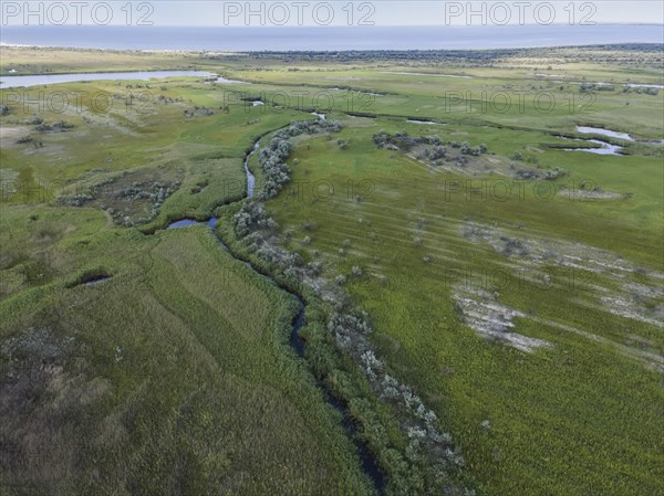 Aerial view on the Danube Biosphere Reserve in Danuble delta