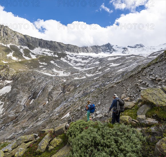 Hiker on marked hiking trail