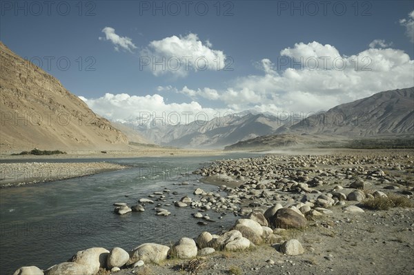 Pandsch river flowing in the valley