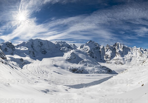 Winter mountain panorama on the Diavolezza