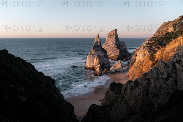 Marked rocks at Praia da Ursa beach