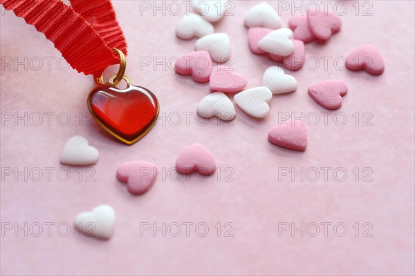 Pendant with red heart and sugar hearts