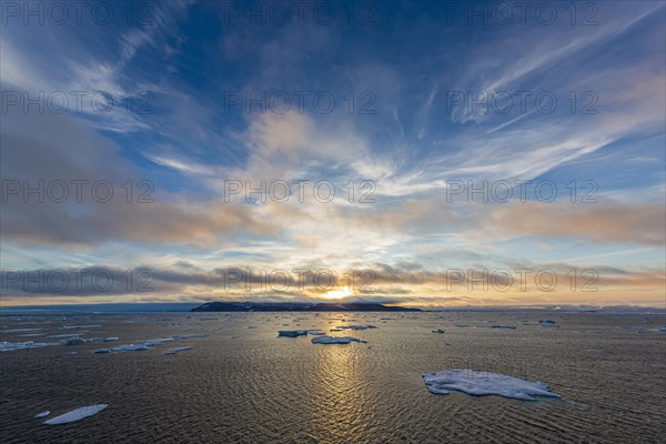 Ice field at sunset