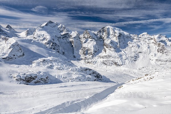 Winter mountain panorama on the Diavolezza