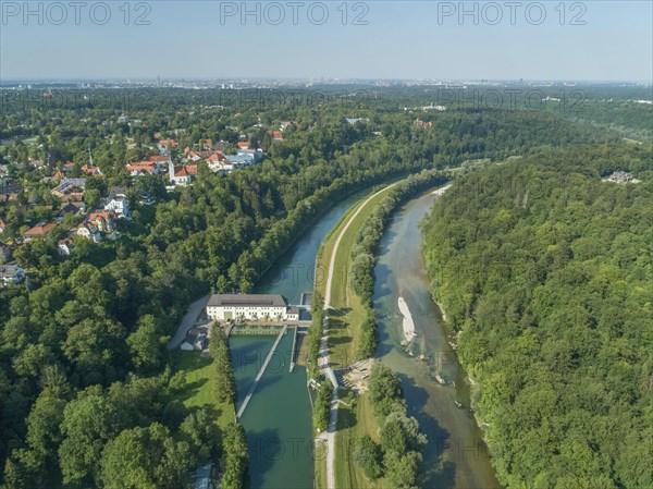 River landscape Isar with Isar canal