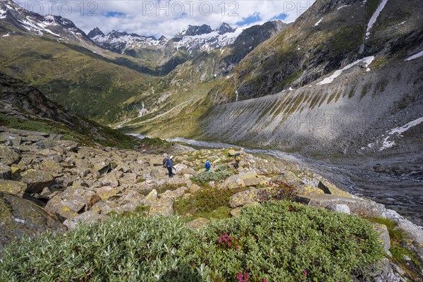 Hiker on marked hiking trail