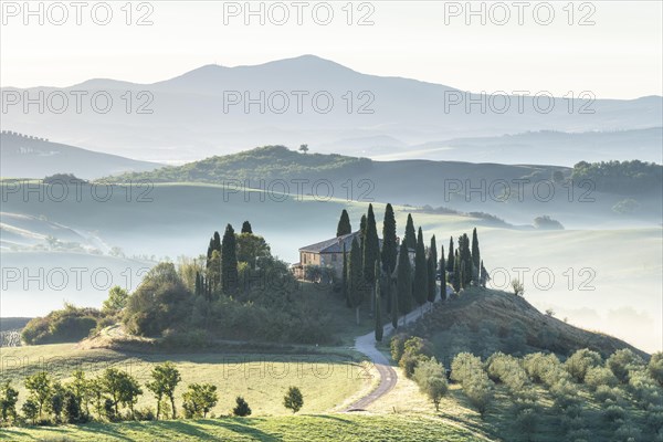 Country estate Podere Belvedere at sunrise