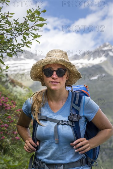 Hiker looks into the camera