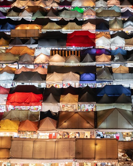 Colourful tent roofs from a night market in Bangkok