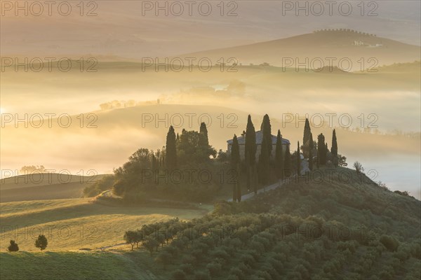 Country estate Podere Belvedere at sunrise