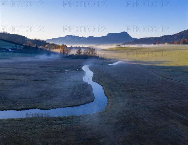 Outflow of the Zellerache from the Irrsee lake with view into the Mondseeland