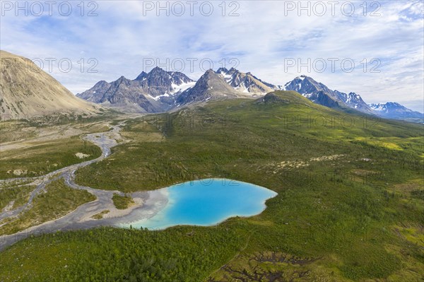 Lake Aspevatnet with mountains of the Lyngen Alps