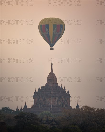 Colorful balloon in the middle of the Htilominlo Temple