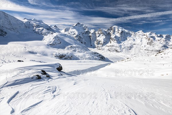 Winter mountain panorama on the Diavolezza