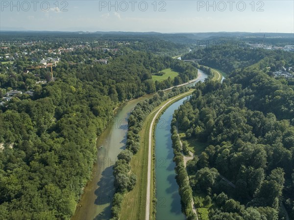 River landscape Isar with Isar channel