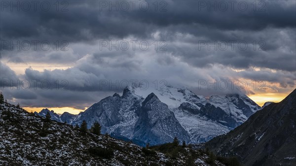 Sunset at the glacier Marmolada