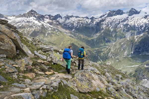 Hiker on marked hiking trail