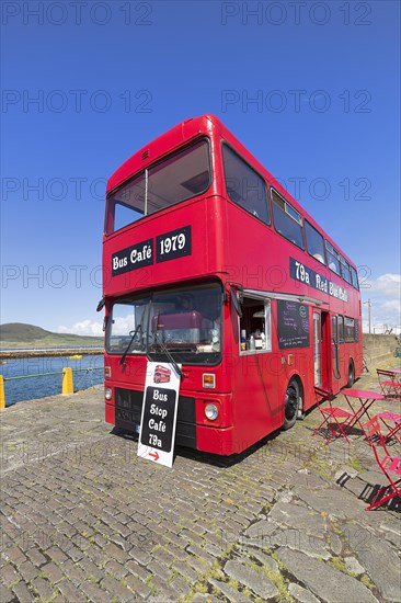 Cafe in a red double-decker bus